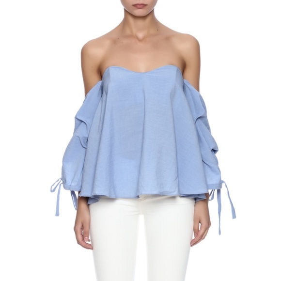 DO+BE Tops - Do+Be medium off the shoulder blue blouse